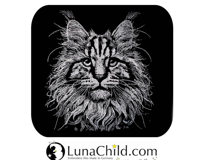 Stickdatei Katze Maine Coon Kätzchen "Paula" realistisch kommerzielle Nutzung LunaChild
