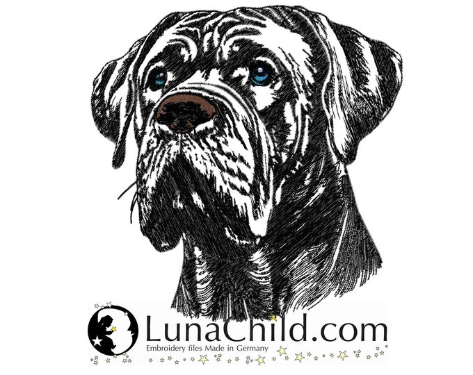 NEU Stickdatei Carne Corso "Silly" Hund realistisch kommerzielle Nutzung LunaChild