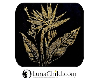 NEU Stickdatei Sterlizie gold realistisch für dunkle Stoffe kommerzielle Nutzung LunaChild Blume