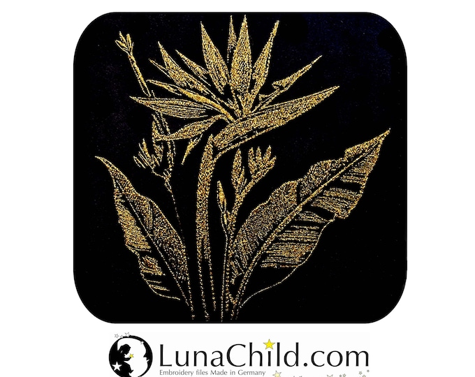 NEU Stickdatei Sterlizie gold realistisch für dunkle Stoffe kommerzielle Nutzung LunaChild Blume