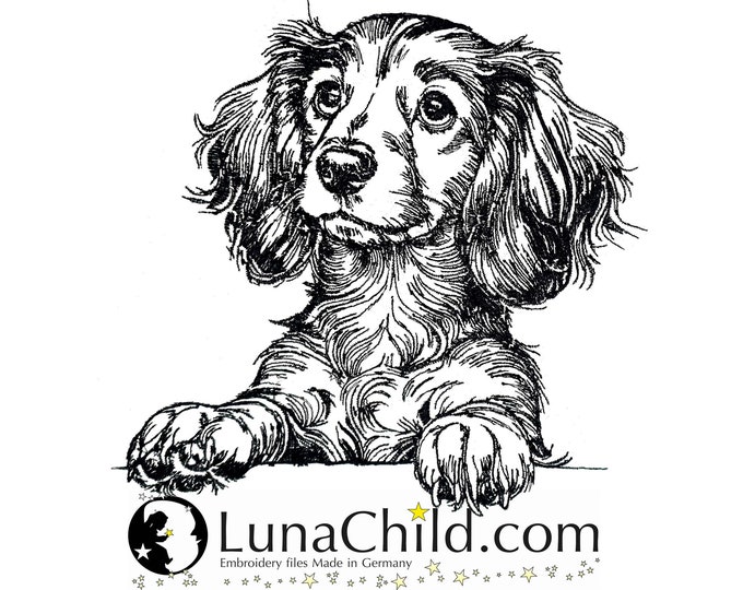 NEU Stickdatei Dackel "Colette" Hund realistisch kommerzielle Nutzung LunaChild