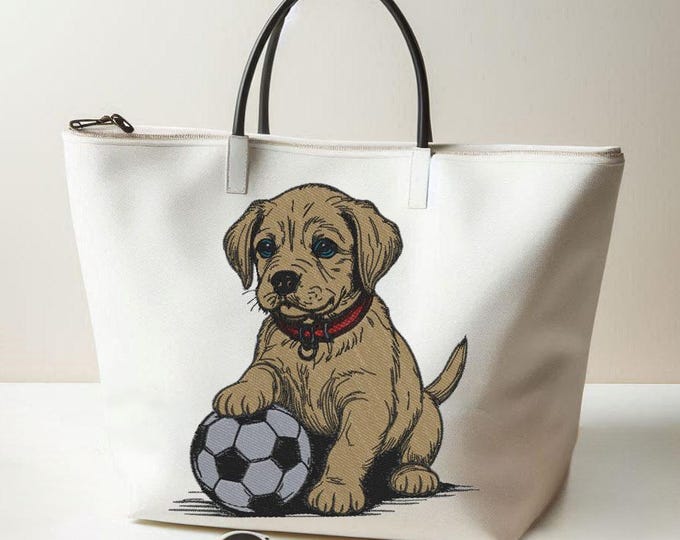 Stickdatei - Vollstick - Hund mit Fußball "Pille" - Für helle & dunkle Stoffe - 8 Größen - LunaChild