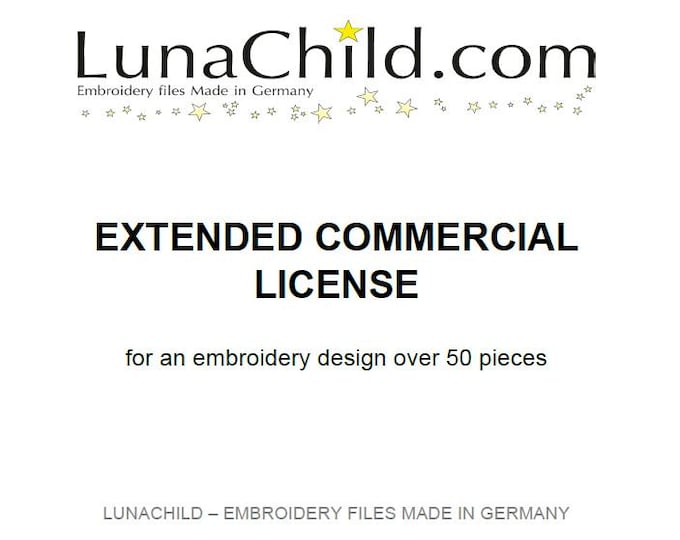 EXTENDED COMMERCIAL LICENSE – for more than 50 items produced by LunaChild