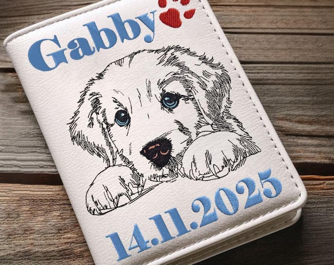 WENIGER STICHE - Stickdatei Golden Retriever Welpe "Gabby" LIGHT - für Helle Stoffe -  Hund - 10 Größen - LunaChild