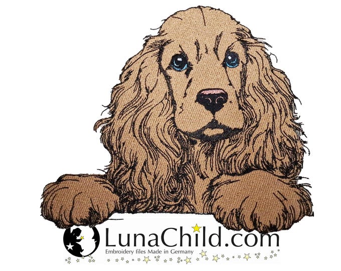 Stickdatei - Vollstick - Cocker Spaniel "Johann" - Für helle & dunkle Stoffe - Hund - LunaChild