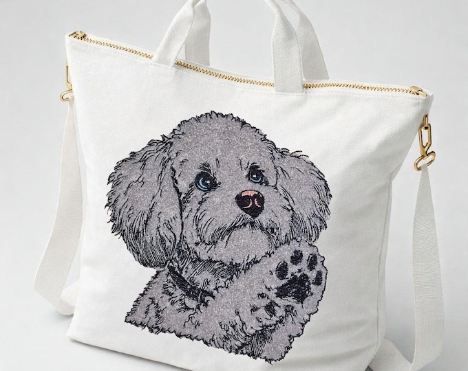 Stickdatei -  Applikation Pudel "Farly" - 8 Größen - für helle & dunkle Stoffe-  LunaChild - Hund - Apli