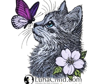 Stickdatei - Katze - Applikation - "Nova" - für helle & dunkle Stoffe - in 8 Größen - LunaChild