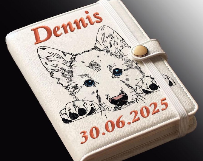 WENIGER STICHE - Stickdatei Schäferhund Welpe "Dennis" LIGHT - für Helle Stoffe -  Hund LunaChild - 6 Größen -