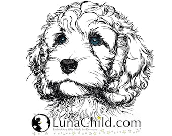 NEW Embroidery design Cockapoo puppy "Milli" dog peering realistically commercial use LunaChild