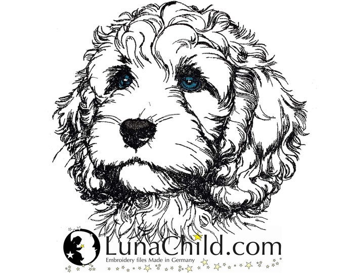 NEW Embroidery file Cockapoo puppy " Milli " dog peeking realistic commercial use LunaChild
