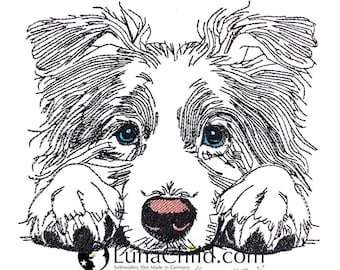 FEWER STITCHES - Embroidery file Border Collie "Vera" LIGHT - for light fabrics - Dog LunaChild - 6 sizes -