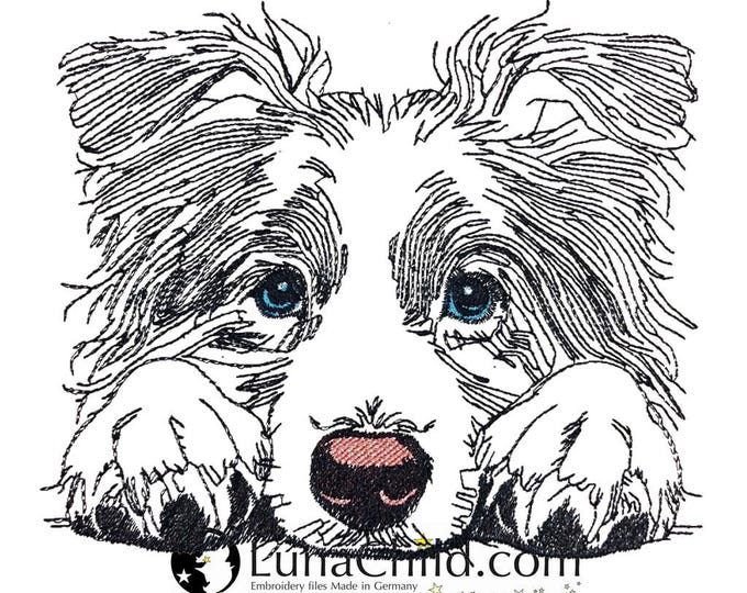 FEWER STITCHES - Embroidery file Border Collie "Vera" LIGHT - for light fabrics - Dog LunaChild - 6 sizes -