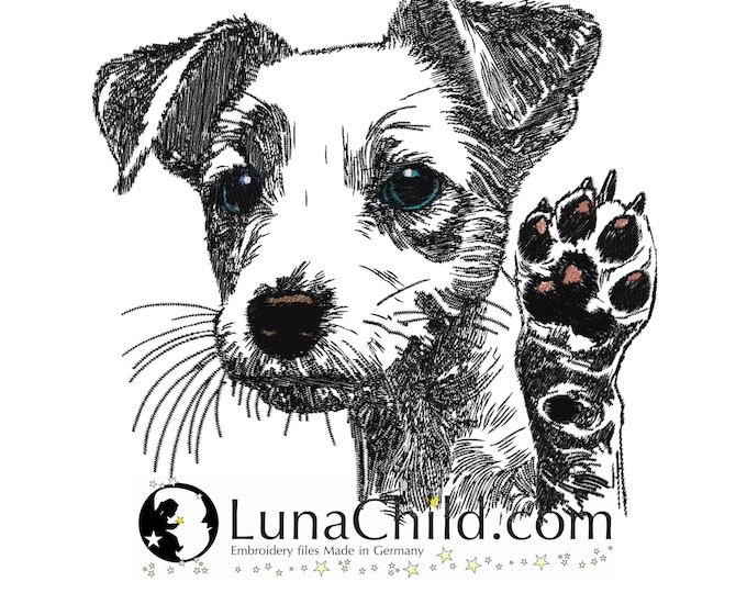 NEU Stickdatei Jack Russel Terrier "Stella" Hund realistisch kommerzielle Nutzung LunaChild