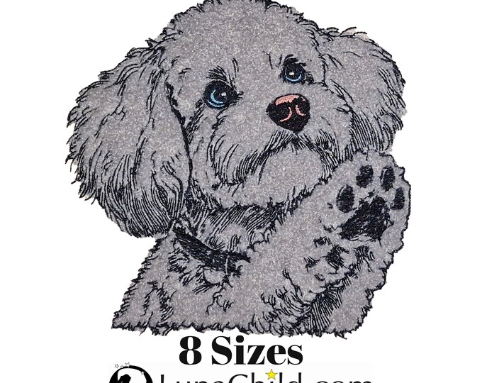 Stickdatei - Applikation - Pudel "Farly" - in 8 Größen - für helle & dunkle Stoffe - LunaChild - Hund - Apli