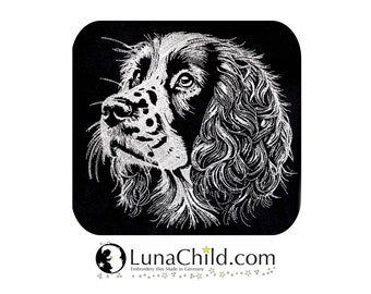 Stickdatei Englischer Springer Spaniel  "Fanny" Hund realistisch für dunkle Stoffe kommerzielle Nutzung LunaChild