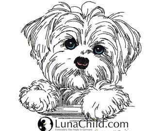 WENIGER STICHE - Stickdatei Malteser "Nala"  LIGHT - für helle Stoffe - in 10 Größen - Hund - LunaChild