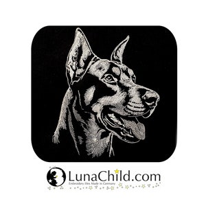 Embroidery file - Dog - Doberman "Jack" realistic for dark fabrics LunaChild