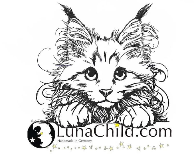 Stickdatei Maine Coon Katze Kätzchen "Gina" Kitten Pfote realistisch kommerzielle Nutzung LunaChild