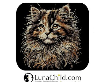 Stickdatei  - AUFWENDIG - Schildpatt Katze "Frieda" - für dunkle Stoffe - LunaChild