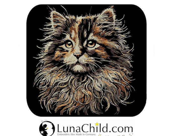 Stickdatei  - AUFWENDIG - Schildpatt Katze "Frieda" - für dunkle Stoffe - LunaChild
