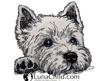 Embroidery file - Applique - West Highland Terrier "Joda" - For light & dark fabrics - Dog - LunaChild