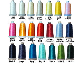 Set - carefree - 36 colors rolls machine embroidery thread thin fine size 60 MADEIRA 1500 m + 2 x bobbin thread black and white + needles size 60