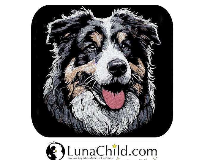 Embroidery file - COMPLEX - Australian Shepherd "Sanzy" - for dark fabrics - LunaChild