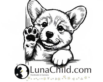 Embroidery file Welsh Corgi Pembroke "Hedi" dog peering realistic commercial use LunaChild