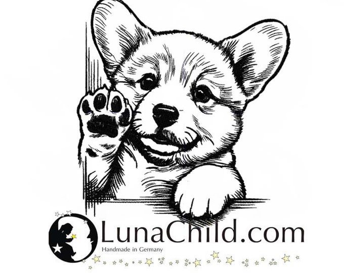 Stickdatei Welsh Corgi Pembroke "Hedi" Hund spähend realistisch kommerzielle Nutzung LunaChild