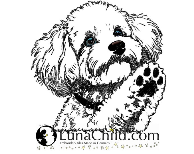 NEU Stickdatei Pudel "Farly" Hund realistisch kommerzielle Nutzung LunaChild
