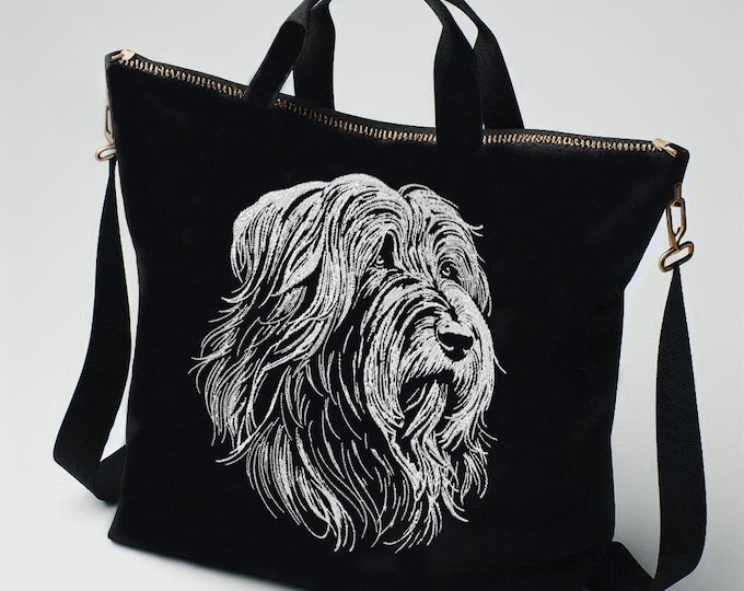 NEU Stickdatei Bearded Collie "Maddox" Hund realistisch für dunkle Stoffe kommerzielle Nutzung LunaChild