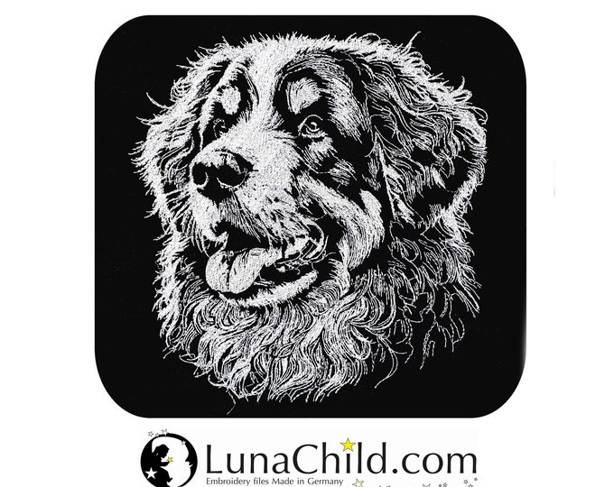 Embroidery file Bernedoodle "Minna" dog realistic for dark fabrics commercial use LunaChild