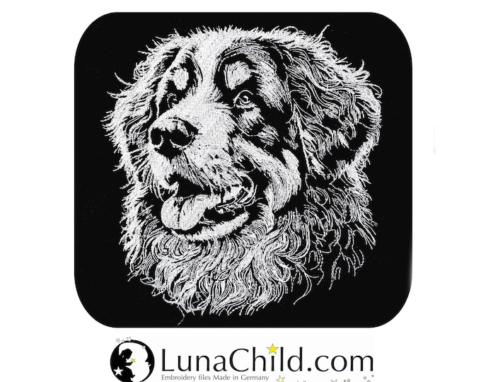 Stickdatei Bernedoodle "Minna" Hund realistisch für dunkle Stoffe kommerzielle Nutzung LunaChild