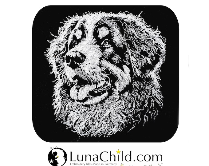 Embroidery file Bernedoodle "Minna" dog realistic for dark fabrics commercial use LunaChild