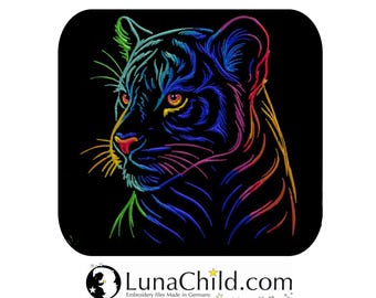 Stickdatei Tiger "Booty" –  Für dunkle Stoffe – 10 Größen – LunaChild Stickmuster