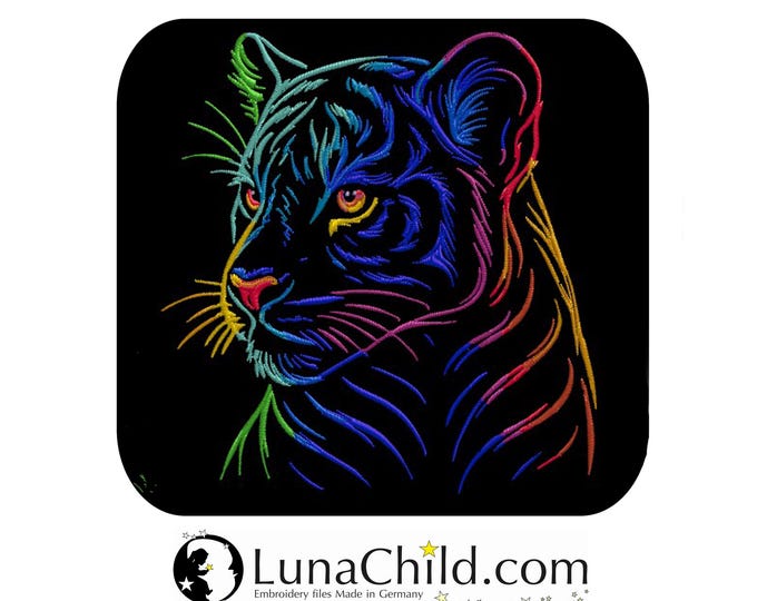 Stickdatei Tiger "Booty" –  Für dunkle Stoffe – 10 Größen – LunaChild Stickmuster