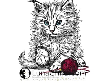 Stickdatei Angora Katze - "Shadow" - für helle Stoffe -  LunaChild