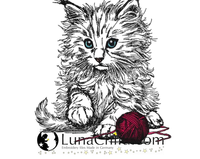 Stickdatei Angora Katze - "Shadow" - für helle Stoffe -  LunaChild