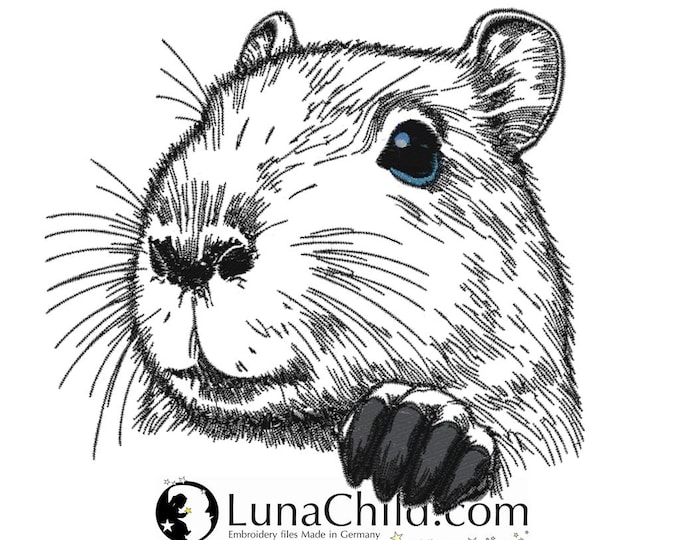 NEU Stickdatei Capybara "Teddy" spähend realistisch kommerzielle Nutzung LunaChild