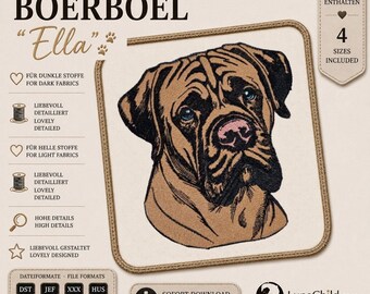 Boerboel "Ella" full embroidery design – Boerboel Embroidery Design – 4 sizes – LunaChild
