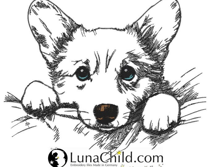 Stickdatei - Welsh Corgi Pembroke "Taki" - Hund - FÜR HELLE STOFFE - LunaChild