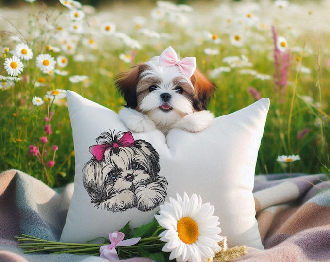 Stickdatei - Applikation - Shih Tzu "Laila" - Für helle & dunkle Stoffe - Hund - LunaChild