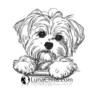 Embroidery file Maltese puppy &quot;Nala&quot; - dog - for light fabrics - LunaChild