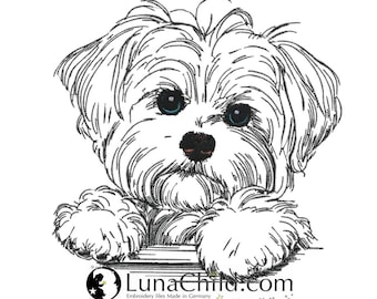 Stickdatei Malteser Welpe  "Nala " -  Hund - für helle Stoffe - LunaChild