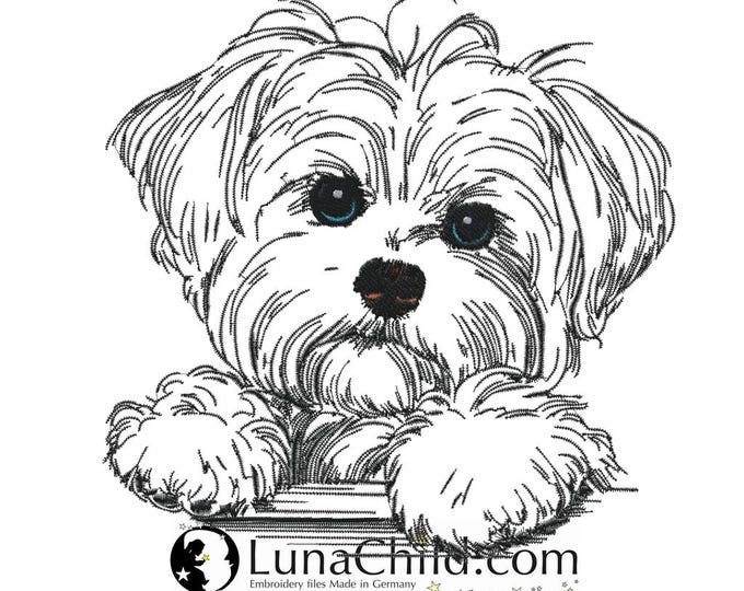 Stickdatei Malteser Welpe  "Nala " -  Hund - für helle Stoffe - LunaChild