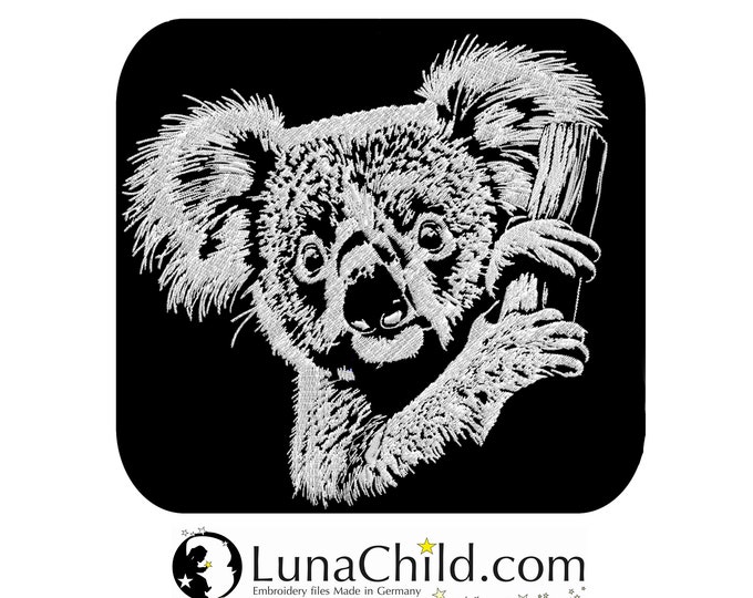 NEU Stickdatei Koala Bär "Edgar" realistisch für dunkle Stoffe kommerzielle Nutzung LunaChild
