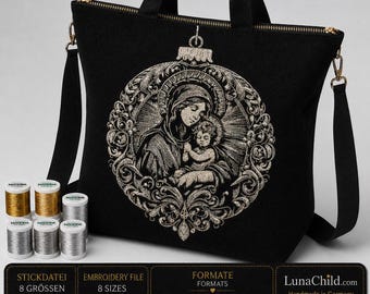 Holy Family Christmas Ornament Embroidery Design – Christian Christmas Embroidery File – Nativity Ornament Embroidery – 8 Sizes – LunaChild