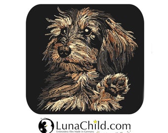 Embroidery file Dachshund Wire-haired Dachshund "Hercules" dog in natural colors realistic for dark fabrics commercial use LunaChild