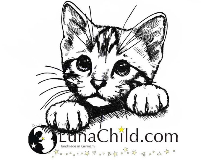 Embroidery file cat kitten tabby "Zora" kitten paw realistic commercial use LunaChild