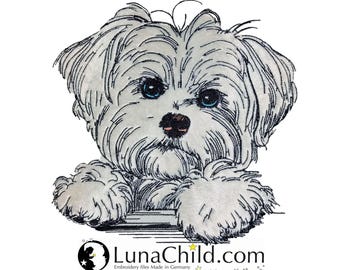 Stickdatei - Hund - Applikation Malteser "Nala" - in 10 Größen - für helle & dunkle Stoffe - LunaChild